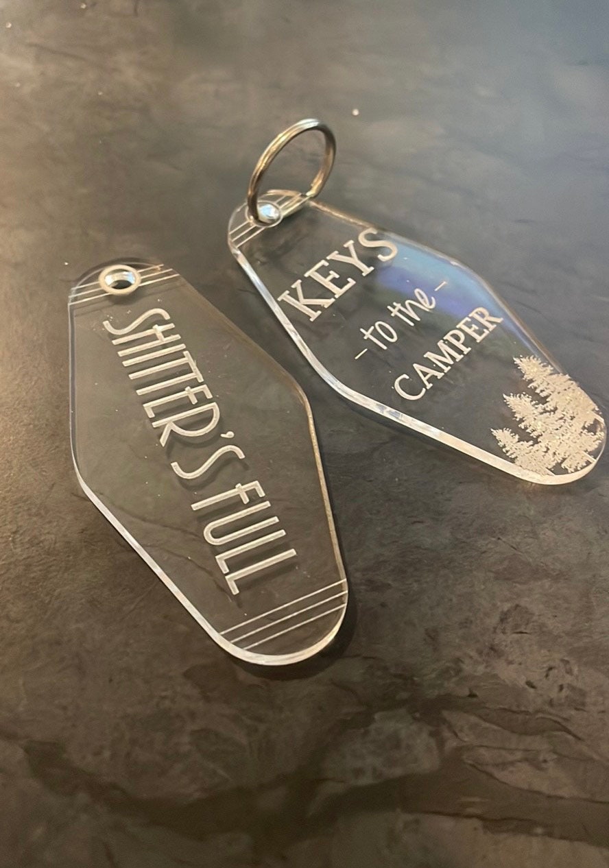 Engraved Acrylic Camping Keychain | Custom Camping Keychain | Laser ...