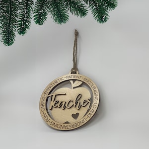 Adorno navideño personalizado de agradecimiento al maestro, regalo de maestro grabado con láser