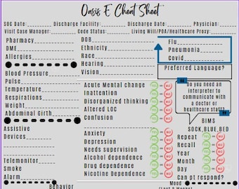 Oasis E Cheat Sheet for Home Health