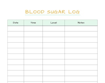 Blood Sugar Log for Kids Printable Children Blood Sugar Tracker Kids