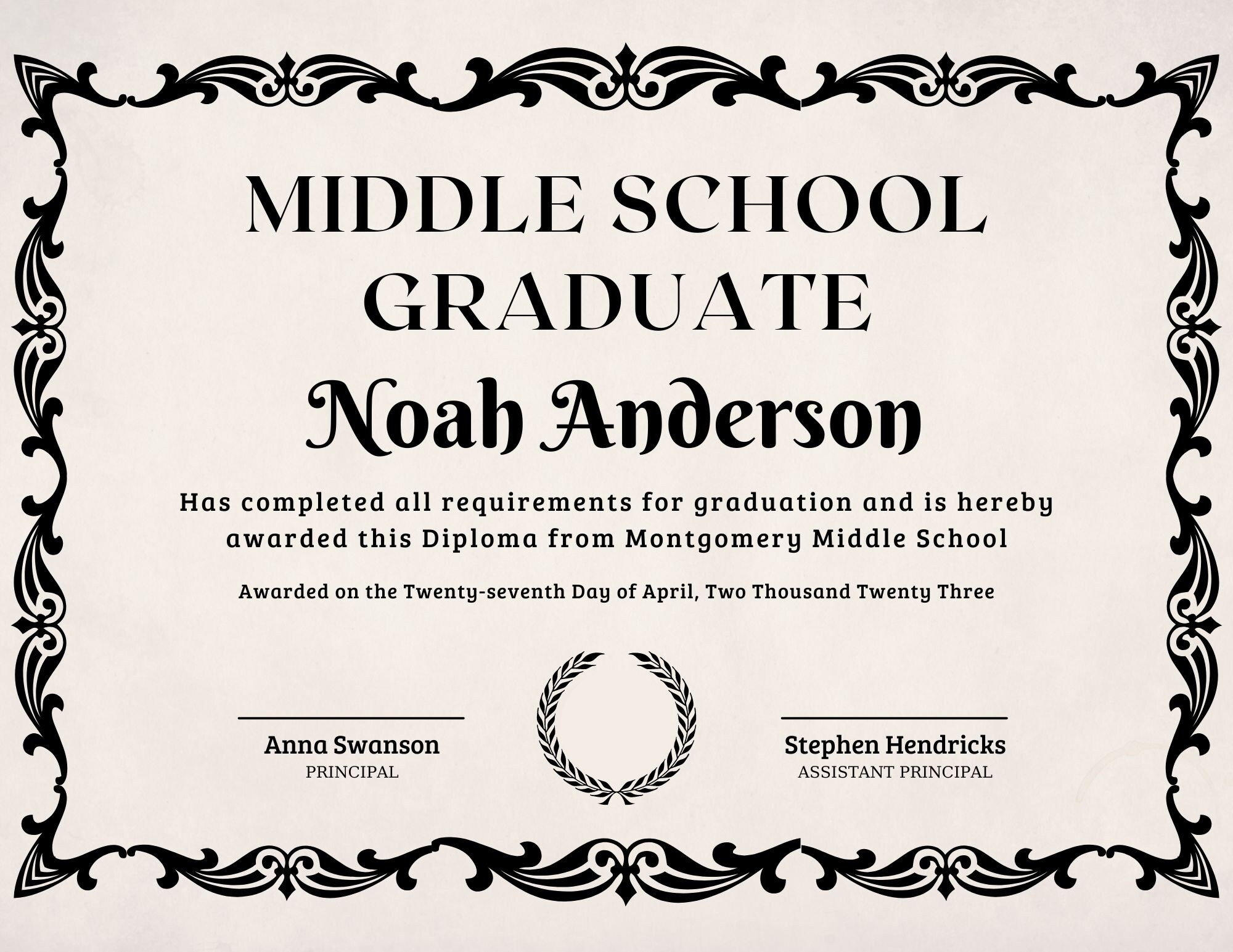 Editable Homeschool Diploma Template Middle School Junior High 