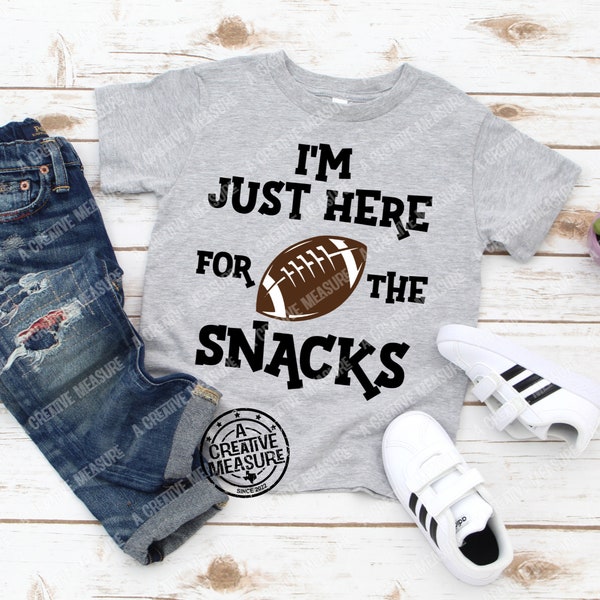 I'm Just Here For The Snacks - Football Youth T-Shirt -  Football - #1 Fan - Little Sister - Little Brother - Concession Stand - Snacks Tee