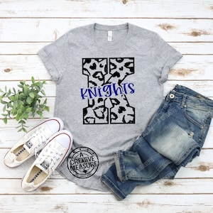 Knights Shirt - School Pride - Knights Cheetah Print Shirt - Knights K - School Spirit - Team Pride - Spirit Wear - Mascot Shirt - T-Shirt