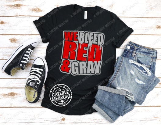 Gray and red t shirt discount