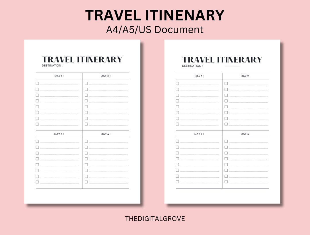 Digital Travel Itinerary Template Vacation Planner Template - Etsy