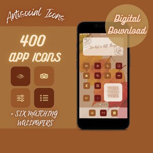 6 Cozy Thanksgiving Backgrounds + 400 Aesthetic IOS 14 IPhone App Icons Includes 2 Color Options to Customize your Device this holiday