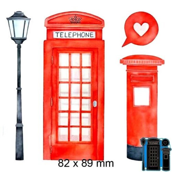 UK Red Telephone Post Box London Landmark Metal Cutting Dies Die cutter cards British Iconic Landmarks