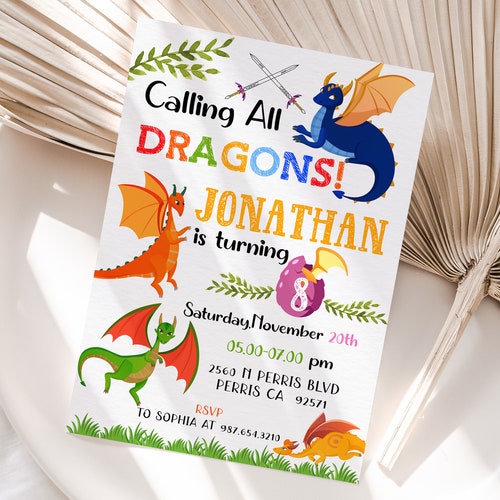 Dragon Birthday Invitation EDITABLE Dragon Birthday Party - Etsy
