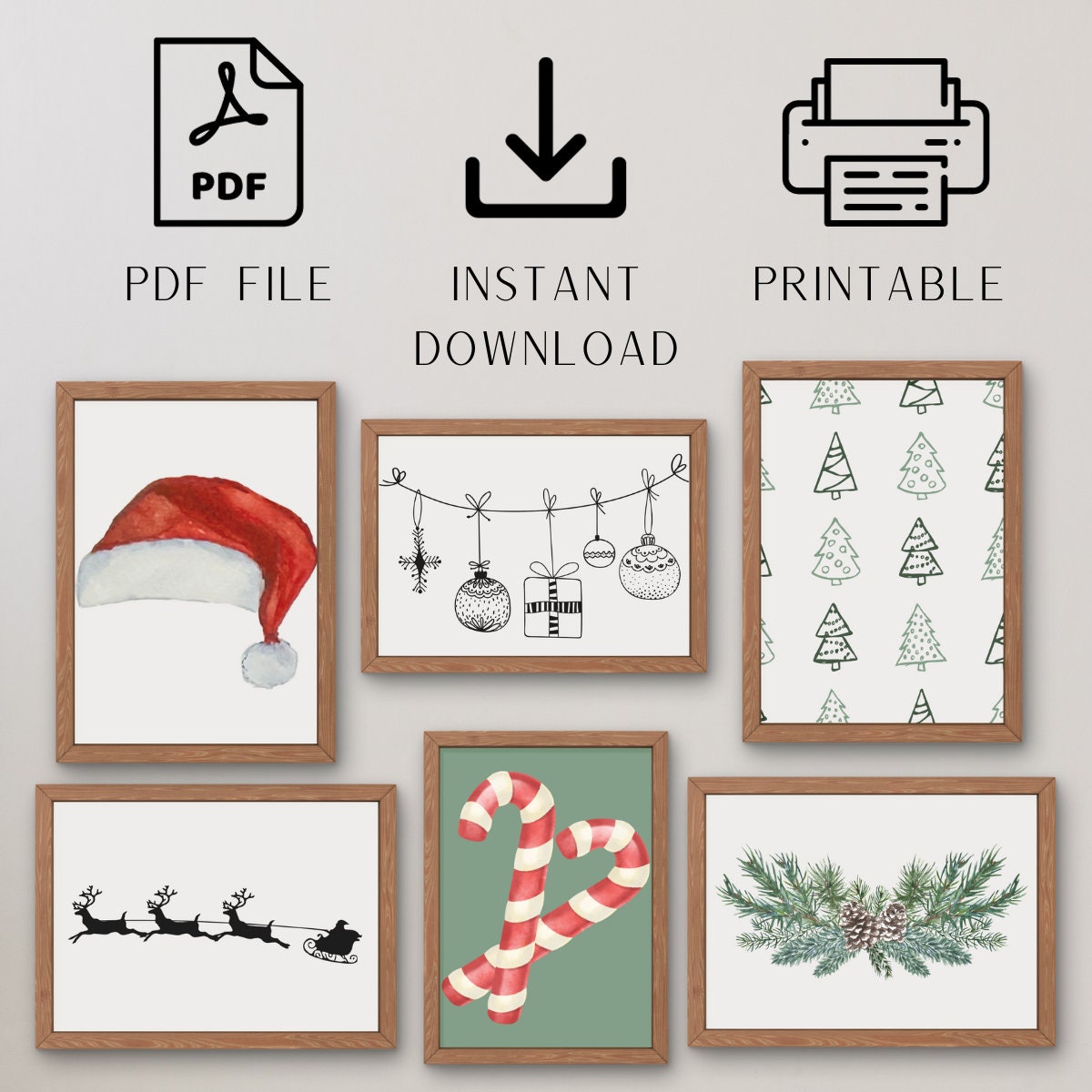 CHRISTMAS WALL ART / Printable Christmas Wall Art / Printable Christmas ...
