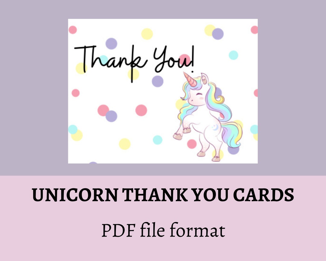 PRINTABLE CARDS - Printable Thank You Cards - Unicorn Thank You Cards ...