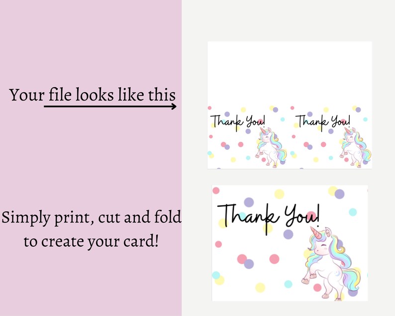 PRINTABLE CARDS - Printable Thank You Cards - Unicorn Thank You Cards ...