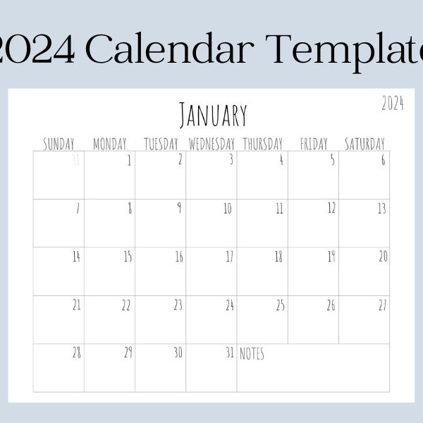 2024 CALENDAR TEMPLATE - Editable 2024 Calendar - Calendar Template - Canva Calendar Template