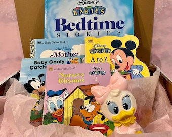 Disney Babies Books // Daisy Duck Gift Set // Baby Gift Box // Shower Gift // Baby Gift // Mother Goose // Bedtime Stories // 80s // 90s