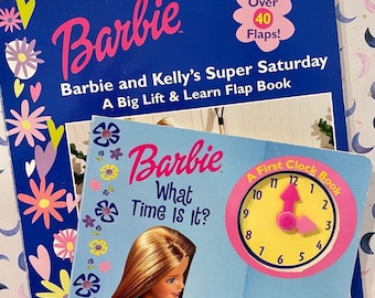 Barbie Board Books // Book Set // What Time is it? // Barbie and Kelly's Super Saturday // Lift and Learn Flap Book // Barbie Books // 2000s