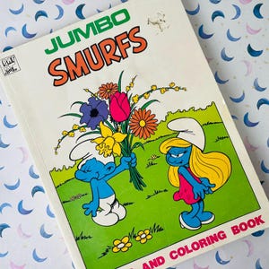 Jumbo Smurfs Games and Coloring Book 1980 // Retro Smurfs Colouring Book // Printed in Canada // 1980s