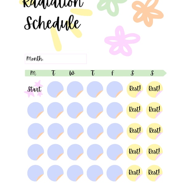 Cancer Radiation Countdown Custom Printable