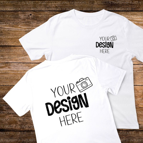 Front Back T-Shirt Mock-Up | Digital Download | White Shirt Mock Up | White T-Shirt Mockup