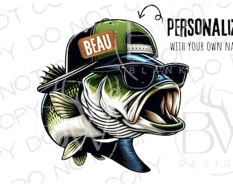 Pescado bajo PNG / Descarga digital / Sublimación de bajo de boca grande PNG / Sublimación de pesca PNG / Pesca de bajo png / Pescador png