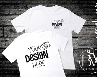 Front Back T-Shirt Mock-Up | Digital Download | White Shirt Mock Up | White T-Shirt Mockup