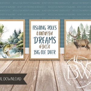Reh Jagd Poster | Jagd Kinderzimmer Kunst | Fischen Kinderzimmer Kunstdruck | Angeln Wandkunst | Druckbare Wandkunst | Digitaler Download
