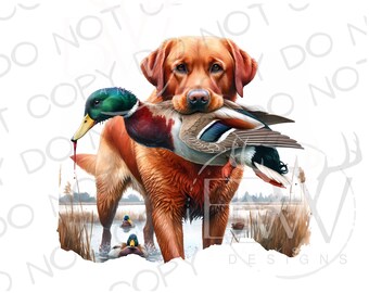 Red Labrador Hunting Dog PNG | Digital Download | Duck Hunting Sublimation PNG | Hunting Dog Sublimation png | Duck Hunter Sublimation png