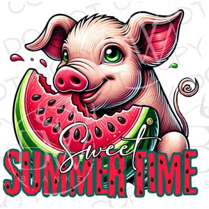Sweet Summer Time PNG | Digital Download | Farm Sublimation PNG | Pig Sublimation png | Watermelon png | Farm Pig Png | Barnyard sublimation