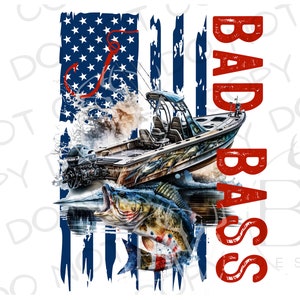 American Bass Fishing PNG | Digital Download | Large Mouth Bass Sublimation PNG | Fishing Sublimation PNG | Bass Fishing png | Fisherman png