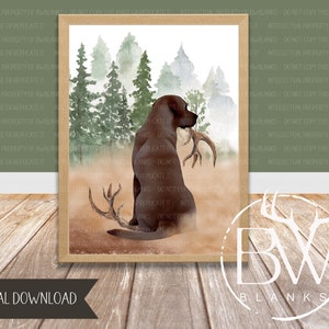 Hunting Dog Nursery Print | Shed Hunter Art Print | Woodland Nursery Decor | Hunting Wall Art | Printable Wall Art | Digital Download