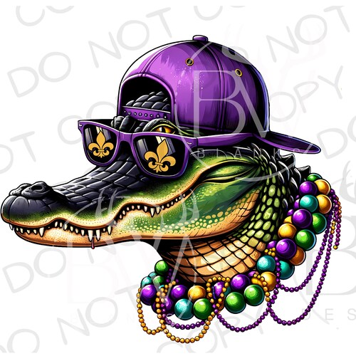 Mardi Gras Gator PNG | Mardi Gras Sublimacja PNG | Aligator Sublimacja png | Mardi Gras Dzieci Sublimacja | Mardi Gras Aligator png