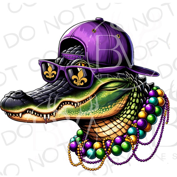 Mardi Gras Gator PNG | Mardi Gras Sublimation PNG | Alligator Sublimation png | Mardi Gras Kids Sublimation | Mardi Gras Alligator png