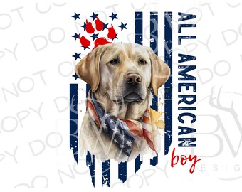 American Yellow Labrador Retriever PNG | Duck Hunting Sublimation PNG | Labrador Sublimation PNG | Fourth of July png | Hunting Dog png