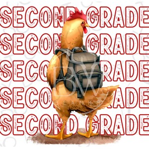 Retour à l&#39;école Poulet PNG | Téléchargement numérique | Sublimation de poulet PNG | Sublimation agricole png | Sublimation scolaire | École de la ferme png