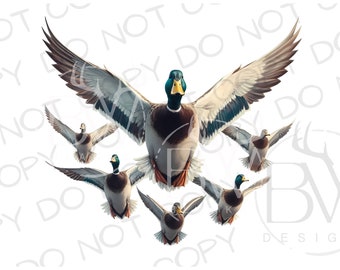 Flygande gräsänder PNG | Digital nedladdning | Ankjaktsublimering PNG | Jaktsublimering | Kamouflagesublimering PNG | Gräsand png