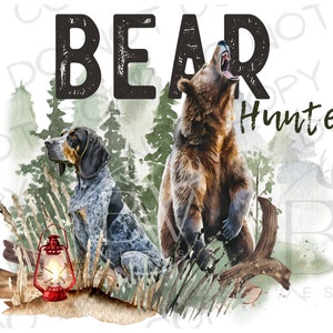Chasseur d'ours PNG | Téléchargement numérique | Chasse à l'ours Sublimation PNG | Chasseur d'ours Sublimation png | Chasse PNG | Chien de chasse png