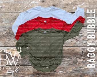 100% Polyester BAGGY BUBBLE ROMPER Long-Sleeve Shirt | Baby Rompers | Long-sleeve Bubbles | Long-sleeve Oversized Bubbles | Kids Blanks dtf