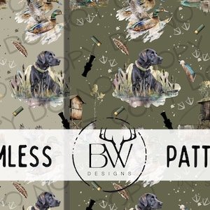 Duck Hunting Seamless Pattern 3-PACK | Digital Download | Hunting Seamless PNG |  Duck Seamless PNG| Duck Hunter Seamless Pattern
