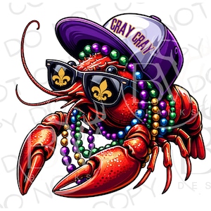 Mardi Gras-kräftor PNG | Mardi Gras-sublimering PNG | Kräftor-sublimering png | Mardi Gras-barnsublimering | Mardi Gras-kräftor