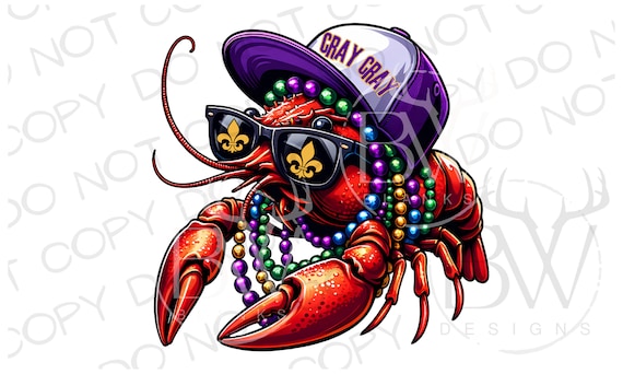 Mardi Gras Crawfish PNG | Mardi Gras Sublimation PNG | Crawfish Sublimation png | Mardi Gras Kids Sublimation | Mardi Gras Crawfish