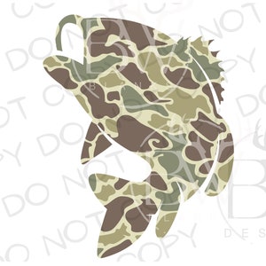 Old School Camo Bass PNG | Digitale download | Bass Fishing Sublimatie PNG | Sublimatie van de visserij | Camo-sublimatie PNG | Camo Fish png