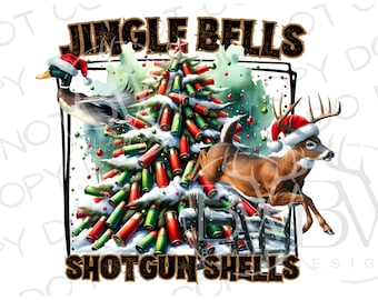 Jingle Bells Schrotflintenhülsen PNG | Digitaler Download | Weihnachten Hirsch jagen PNG | Hirsch jagen Sublimation PNG | Weihnachtssublimation