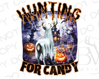 Hunting For Candy Halloween PNG | Digital Download | Halloween Deer Hunting PNG | Deer Sublimation PNG | Halloween Sublimation | Deer png
