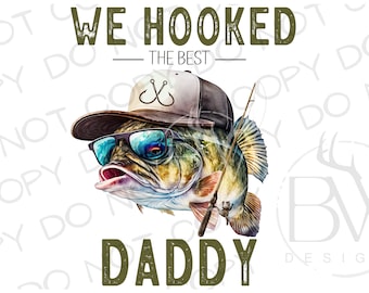 Enganchado a papá PNG / Descarga digital / Sublimación de lubina de boca grande PNG / Sublimación de pesca PNG / Pesca de lubina png / Pescador png