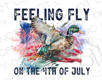 Gefühlsfliege am 4. Juli PNG | Digitaler Download | Entenjagd Sublimation PNG | Stockente Ente Sublimation PNG | Viertel des Juli als png