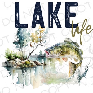 Lake Life PNG | Digital Download | Large Mouth Bass Sublimation PNG | Fishing Sublimation PNG | Bass Fishing png | Fishing Reel png