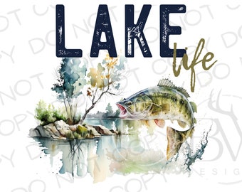 Lake Life PNG | Digital Download | Large Mouth Bass Sublimation PNG | Fishing Sublimation PNG | Bass Fishing png | Fishing Reel png
