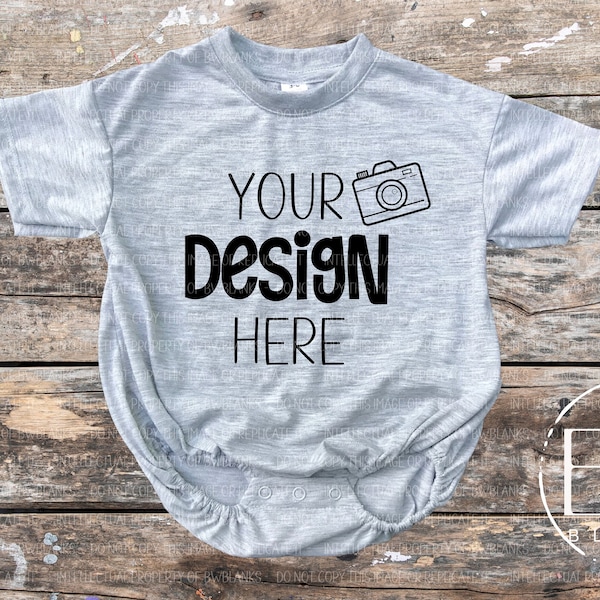 Heather Grey BAGGY BUBBLE Romper Mock-Up | Digital Download | Baby T-Shirt Mock Up | Baby Bubble Mockup | T-Shirt Lay Flat Mock Up