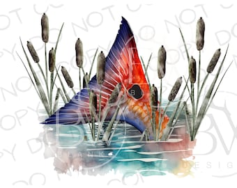 Redfish Tail Sublimation PNG | Digital Download | Fishing Sublimation PNG | Saltwater Fishing PNG | Saltwater Sublimation png | Redfish png