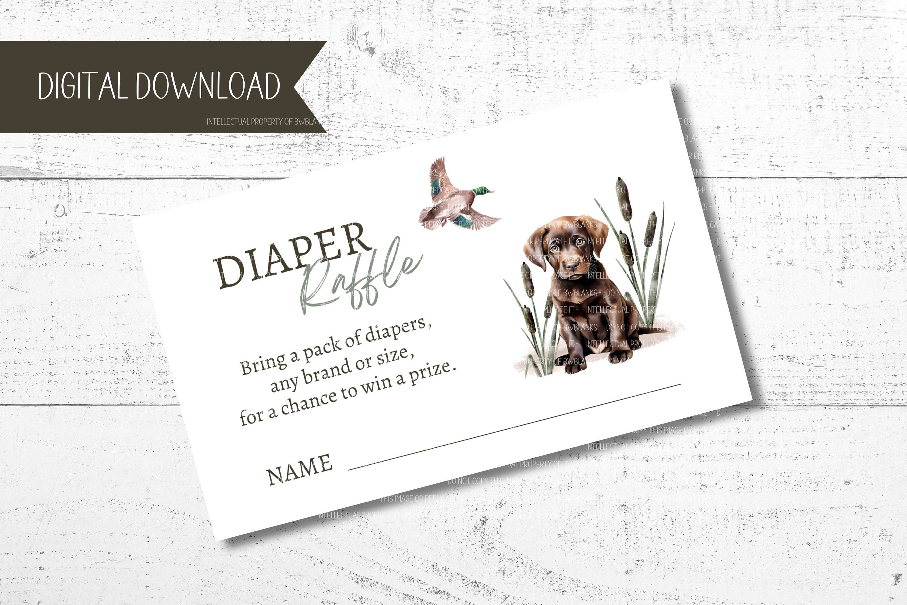 Duck Hunting Baby Shower Diaper Raffle Card Hunting Baby Shower