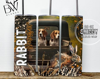 Rabbit Hunter 20 oz Skinny Tumbler Sublimation | Digital Download | Hunting Tumbler PNG | Rabbit Hunting Sublimation | Beagle Sublimation