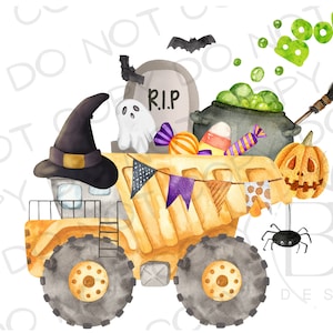 Construction Halloween PNG | Digital Download | Construction Sublimation PNG | Halloween Sublimation | Spooky Construction Truck PNG